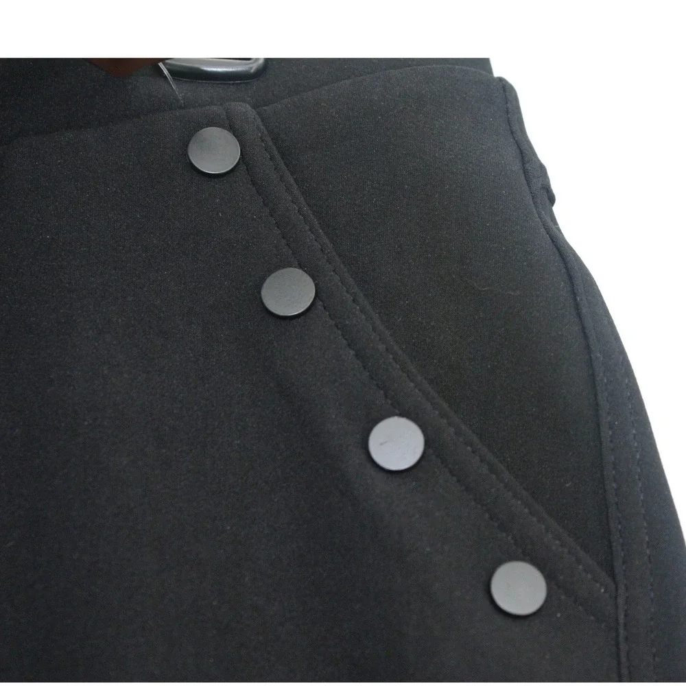 Indero Scuba Knit Black Stretch Pants Mens S/M Elastic Waist Button Accent